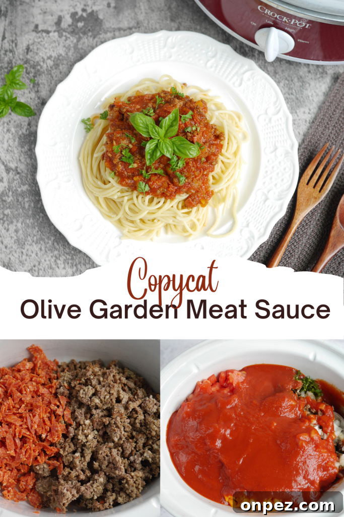 Copycat Olive Garden Three-Meat Sauce in the Crockpot 8 Sauce after 5 hours