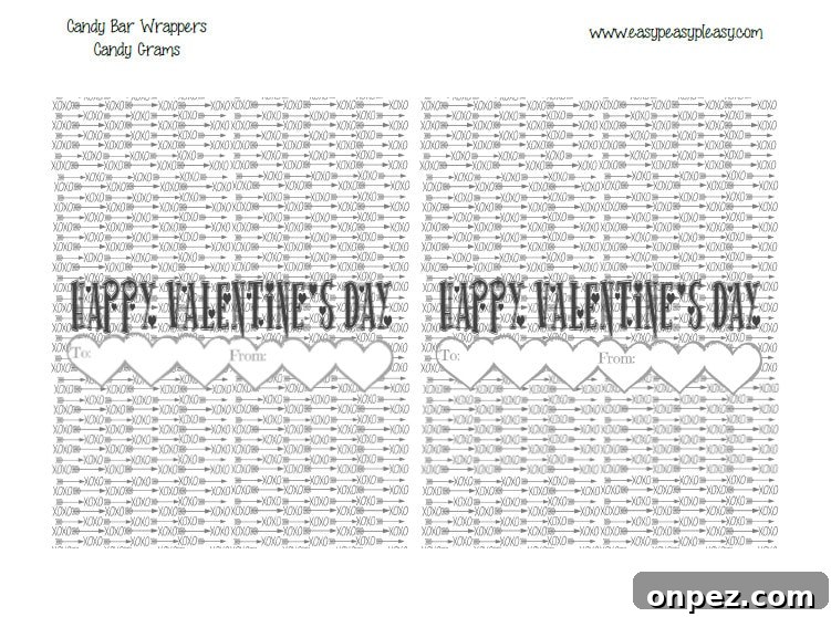 Free Printable Valentine's Day Candy Gram Templates 7 Free Printable Valentine's Day Candy Bar Wrappers. The perfect way to send anyone a candy gram! Save printer ink with this black and white option.