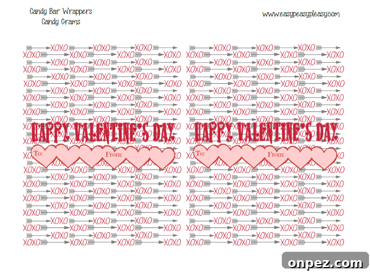 Free Printable Valentine's Day Candy Gram Templates 8 Free Printable Valentine's Day Candy Bar Wrappers. Red and Pink. The perfect way to send anyone a candy gram!