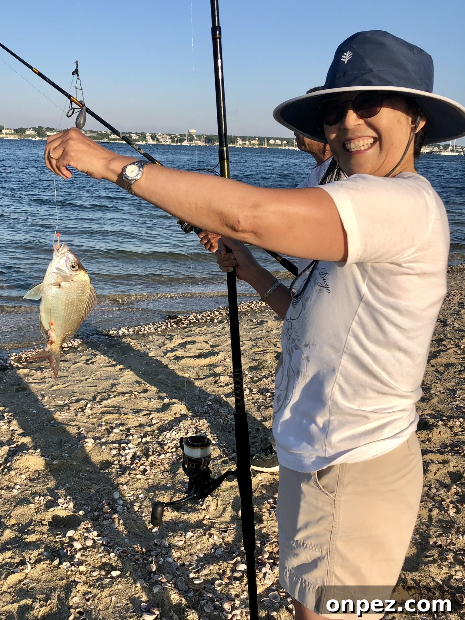 Michelle catching a porgy Michelle catching a porgy