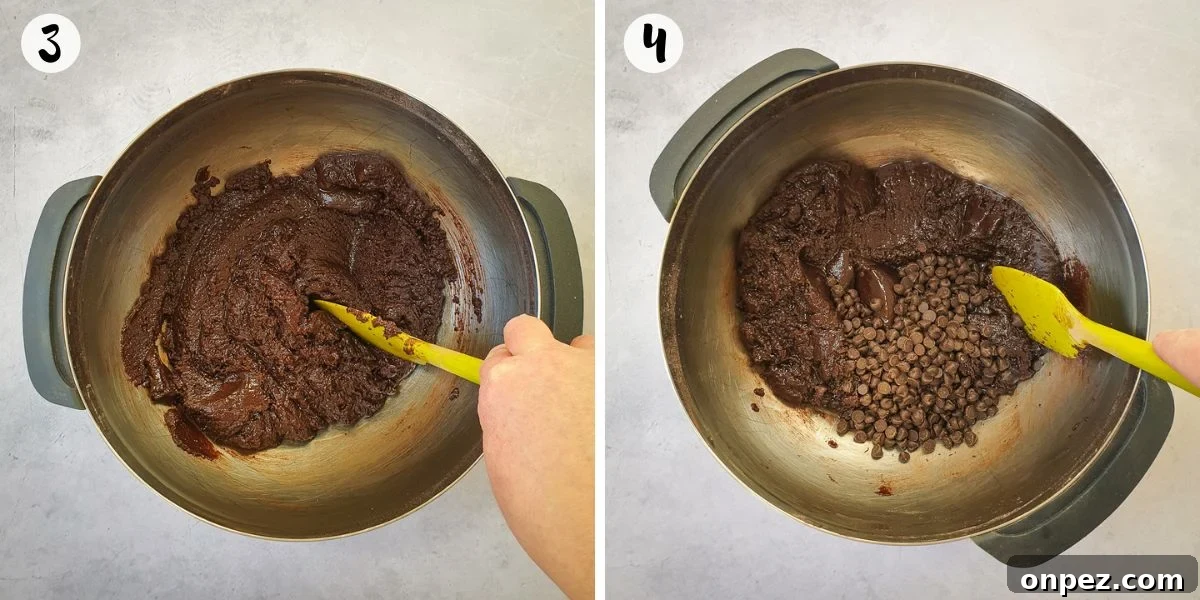 Add wet ingredients and choc chips