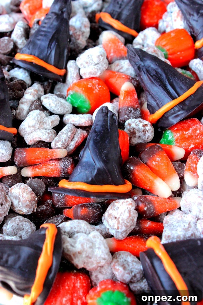 Halloween Witch Hat Puppy Chow Snack Mix 3 Mixing the puppy chow base