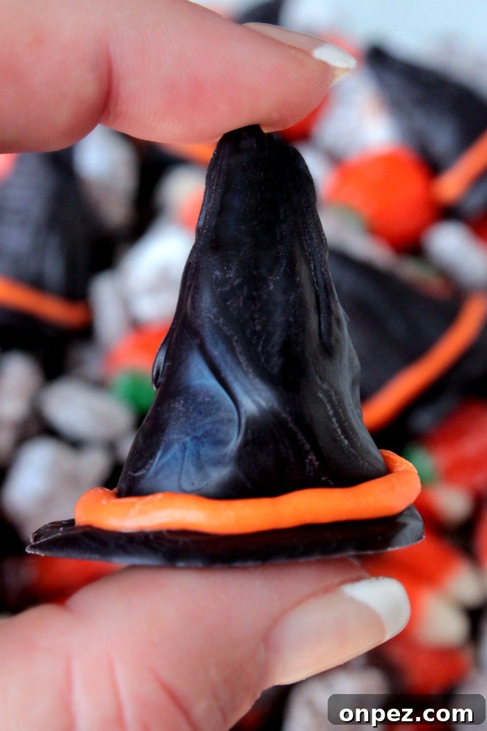Halloween Witch Hat Puppy Chow Snack Mix 5 Finished witch hats
