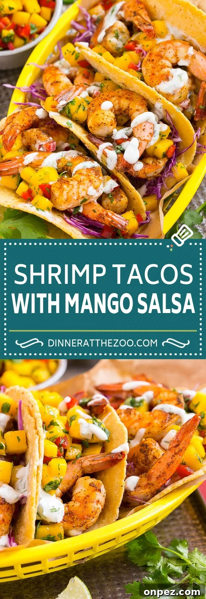Shrimp tacos with mango salsa.