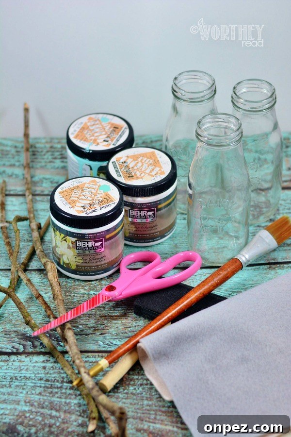 Have fun with Spring and bright colors with this easy DIY Chalk idea: Chalk Paint Dipped Milk Jars Step 