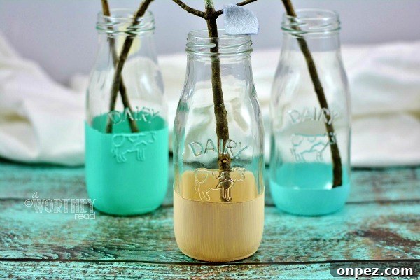 Have fun with Spring and bright colors with this easy DIY Chalk idea: Chalk Paint Dipped Milk Jars Step 