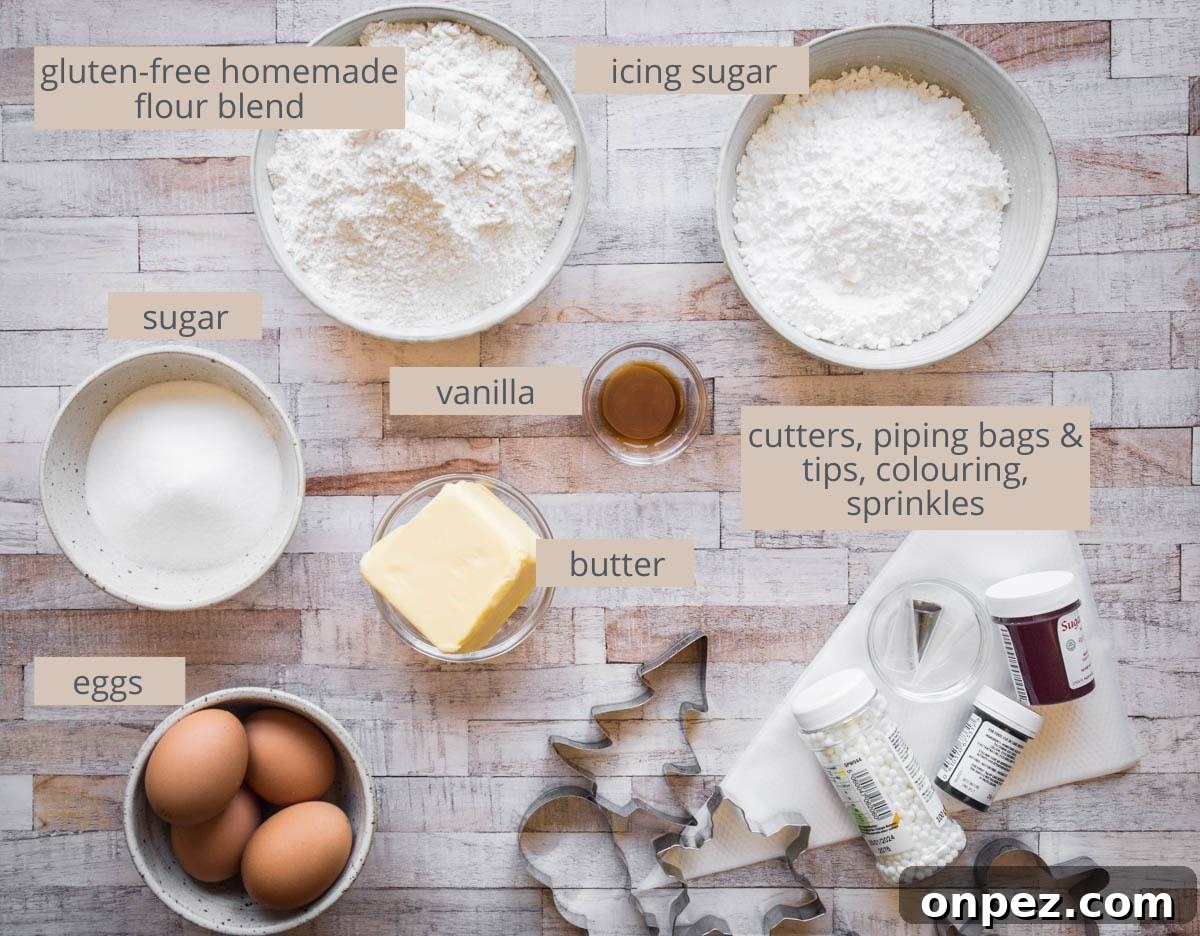 Gluten-Free Christmas Cookies for the Holidays 4 ingredients for Christmas Cookies on a table