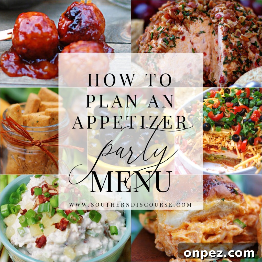 5 tips for planning a party menu with appetizers, finger foods and dips with a list of recipes to make and serve