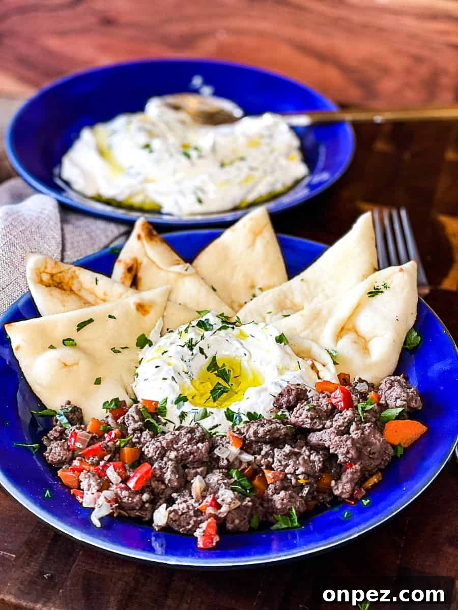 Mediterranean Ground Beef Yogurt Bowl 6 Mediterranean Ground Beef And Greek Labneh Platter