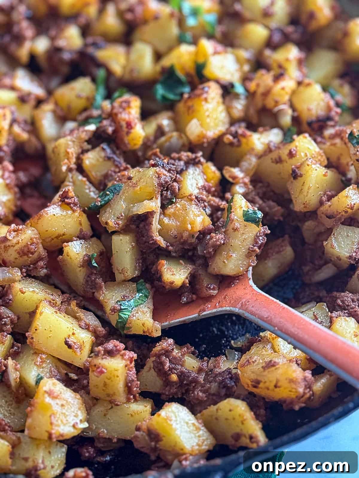 Papas con Chorizo Recipe: Spicy Chorizo and Potato Skillet 6 Papas Con Chorizo Recipe in Cast Iron Skillet