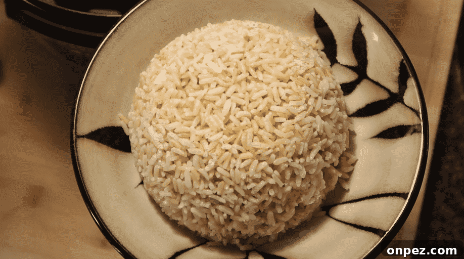 Instant Pot Brown Rice Recipe 11 Serving Instant Pot brown rice in a bowl