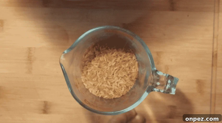 Instant Pot Brown Rice Recipe 3 Measuring brown rice in a cup