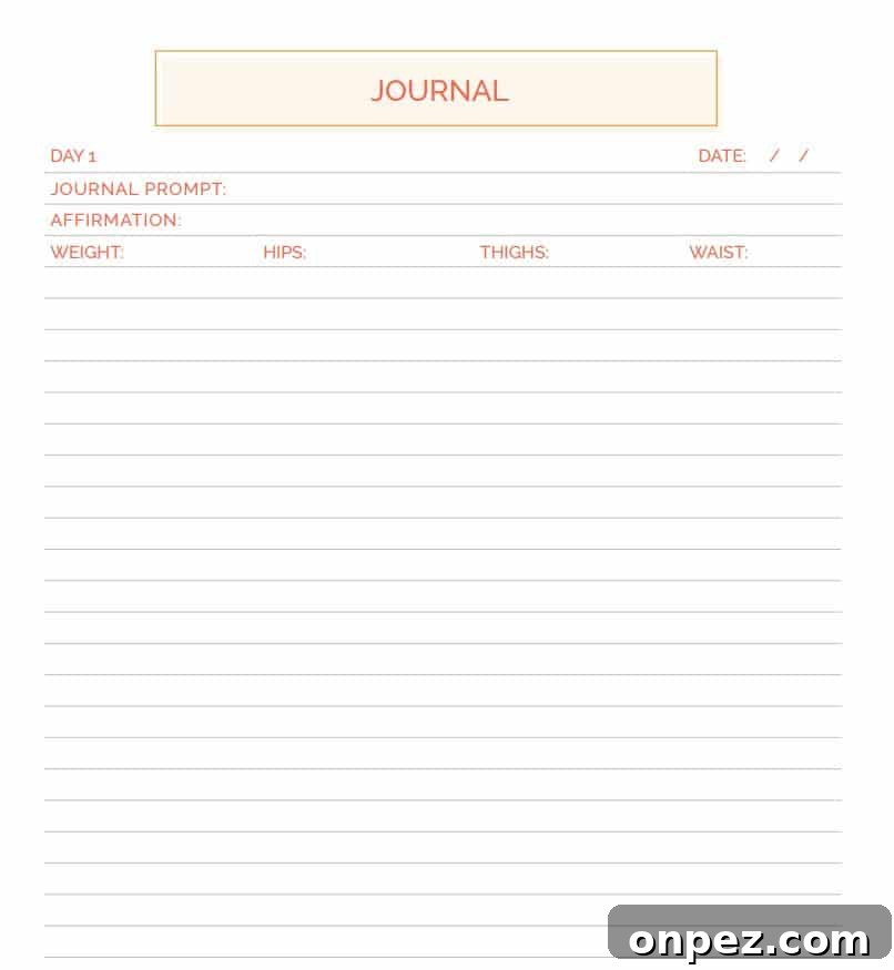 food journal template for weight loss 