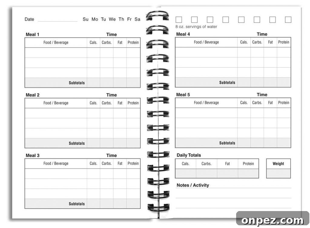 book factory food journal