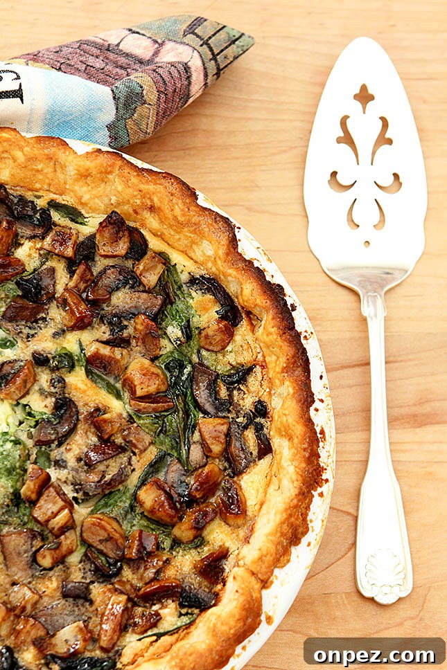 Caramelized Garlic, Spinach and Mushroom Tart from Creative-Culinary.com
