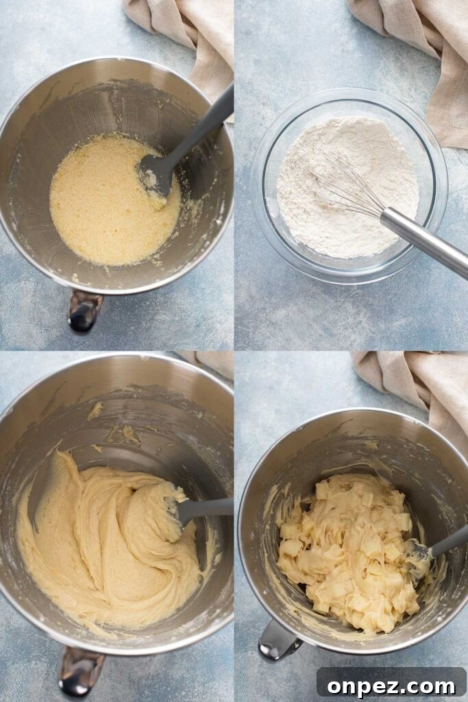 Collage of photos on how to make French apple cake step by step.