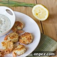crispy herbed shrimp with chive aoli on a plate