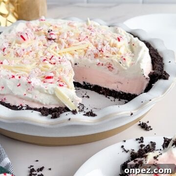 Creamy Peppermint Pie with Chocolate Crust 10 Slice of peppermint pie.