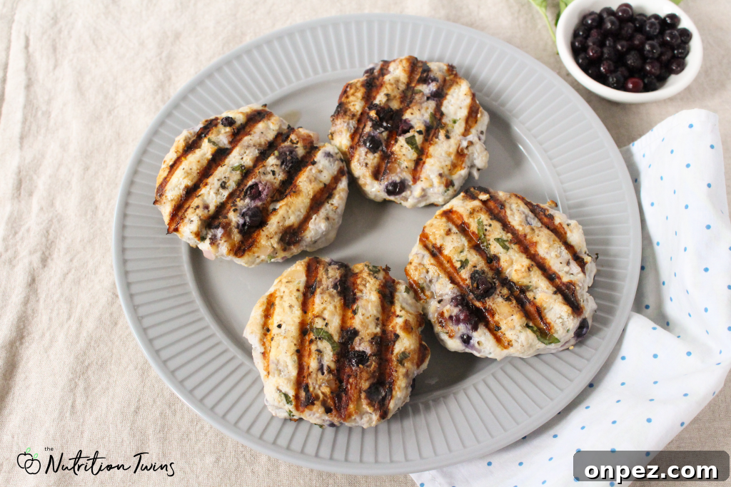 Wild Blueberry Chicken Burger Recipe 2 Chicken Burger Patties with Wild Blueberries