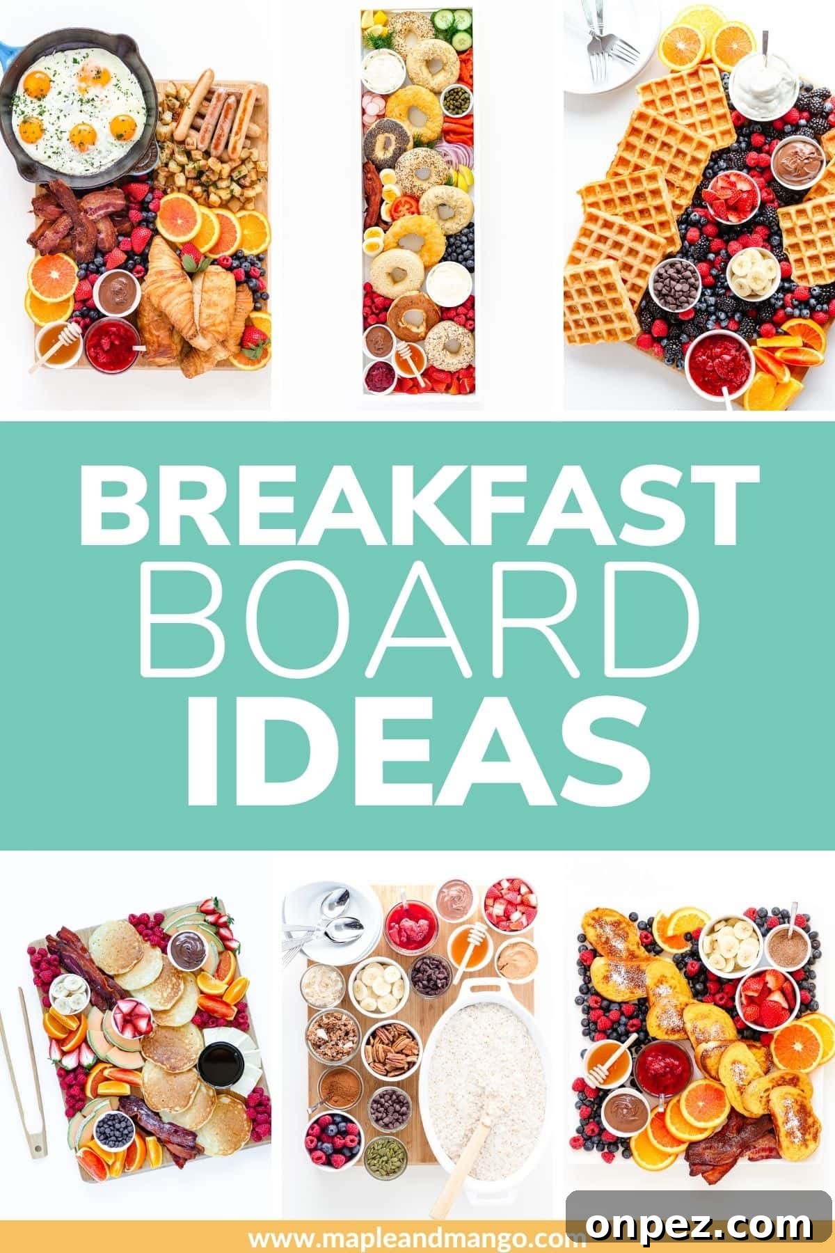 Collage of breakfast boards with text overlay "Breakfast Board Ideas"