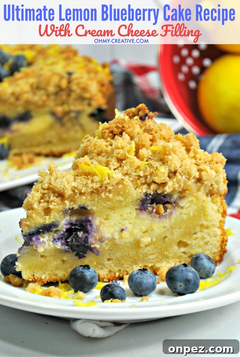 Create a delicious Lemon Blueberry Cake Recipe complete with a cream cheese layer and delicious crumb topping all in your Instant Pot or pressure cooker! A delicious light dessert that is beautiful and easy to assemble! #instantpotrecipe #pressurecookerrecipe #lemonblueberrycakerecipe #lemonblueberrycrumbcake 