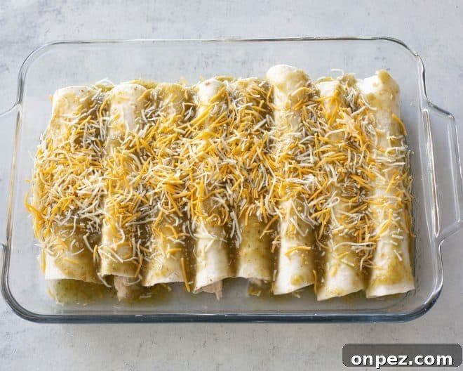 Creamy Chicken and Spinach Enchiladas 6 Rolled enchiladas covered with cheese