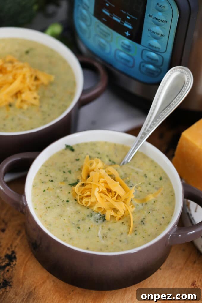 Creamy Instant Pot Broccoli Cheddar Soup 2 Best Instant Pot Broccoli Cheddar Soup Bowl