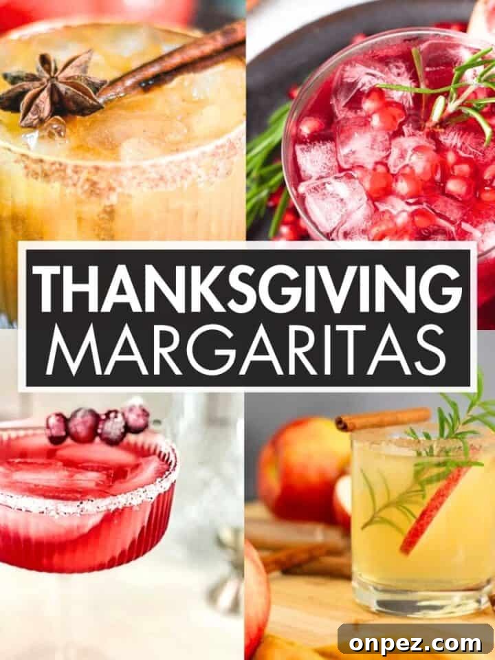 A collage of margaritas with the text overlay: “Thanksgiving Margaritas”.