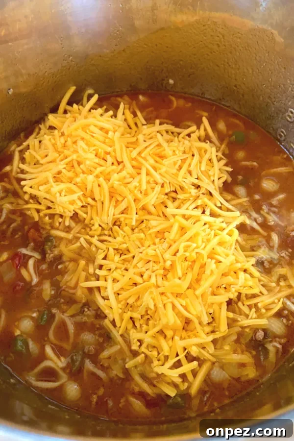 adding cheese to instant pot taco casserole