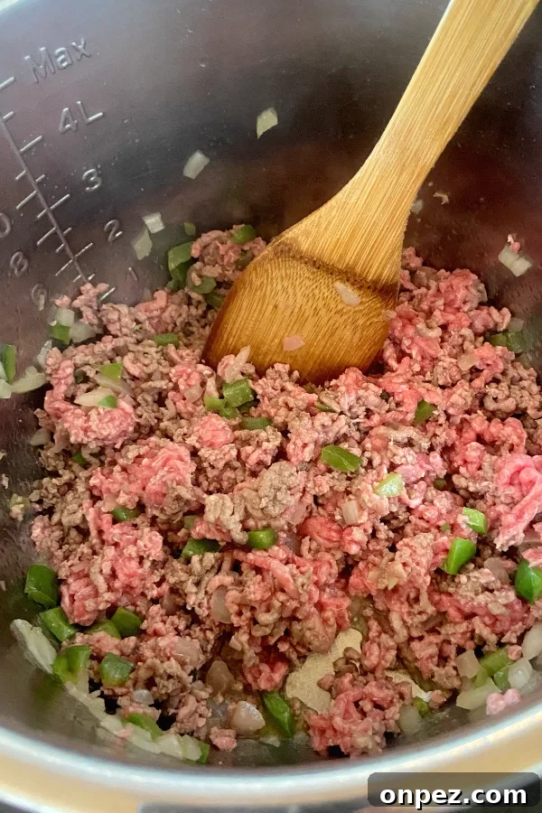 ground beef cooking in instant pot