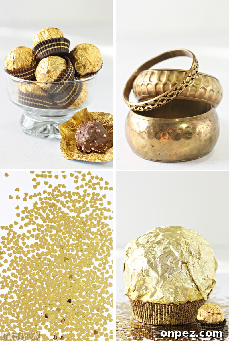 Giant Ferrero Rocher Hazelnut Mousse Cakes - full of chocolate cake and hazelnut mousse! | From SugarHero.com