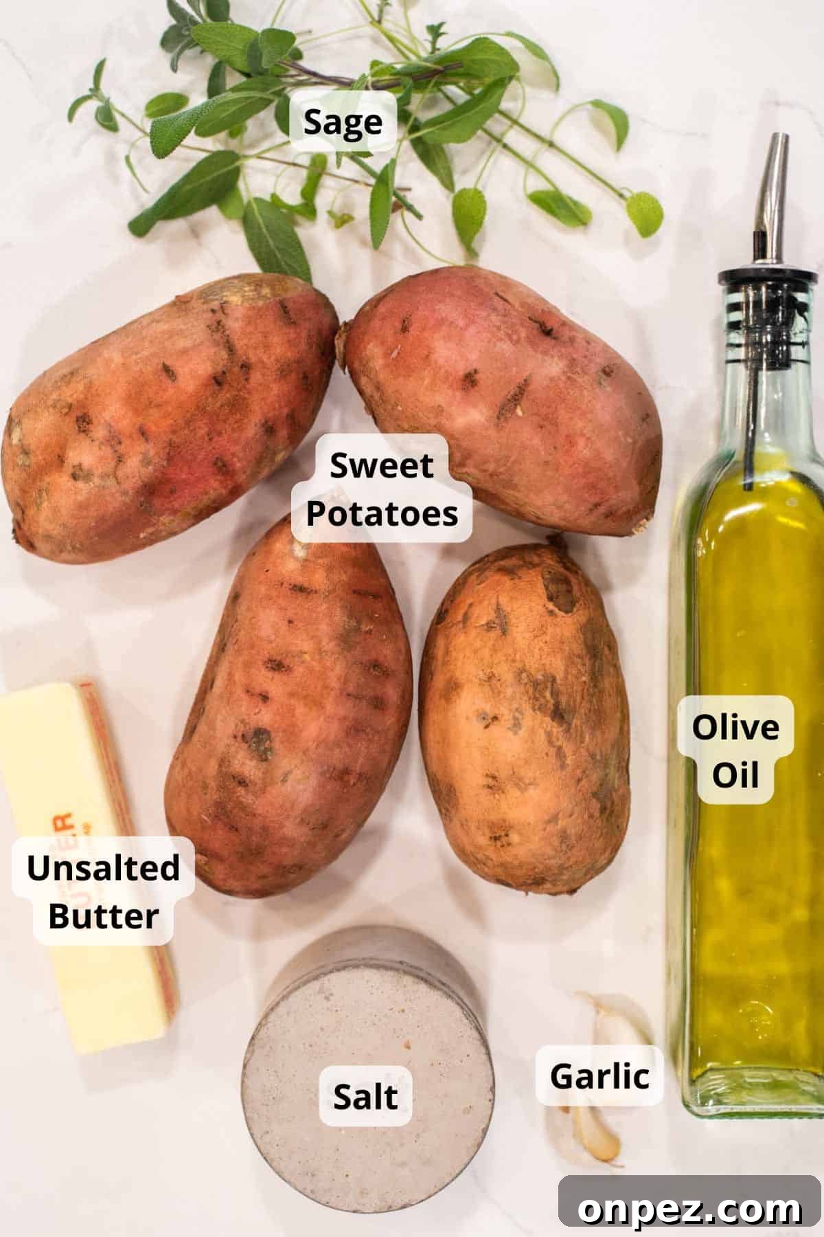 Ingredients for smoked sweet potatoes.