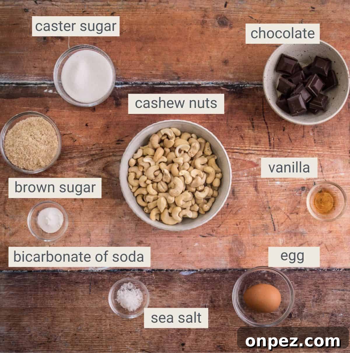 Cashew Butter Cookies ingredients.