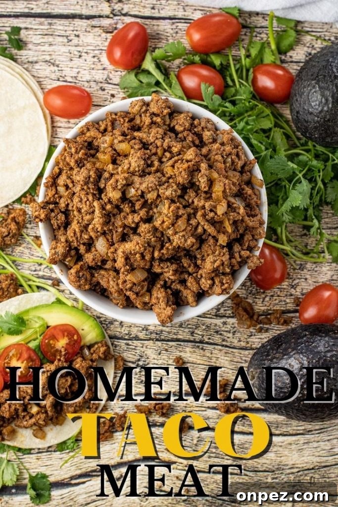 Taco meat served with toppings
