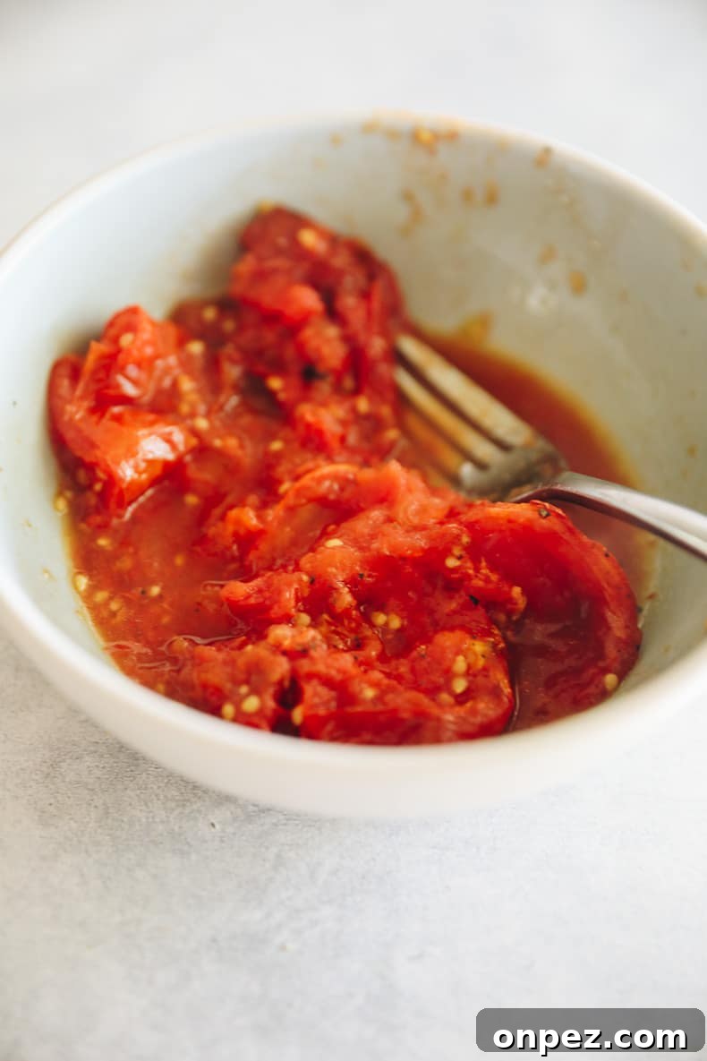 Macerated roasted tomatoes