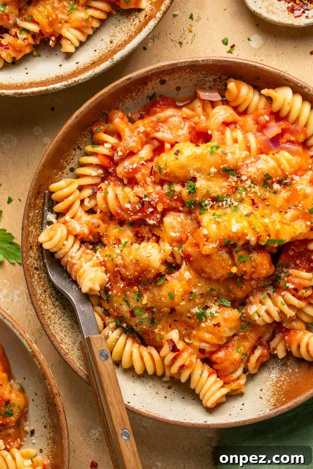 Spicy Fusilli with Chili Tomato Sauce 2 Spicy Fusilli Pasta