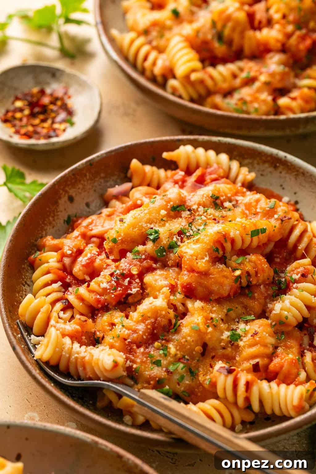 Spicy Fusilli with Chili Tomato Sauce 8 Spicy Fusilli Pasta