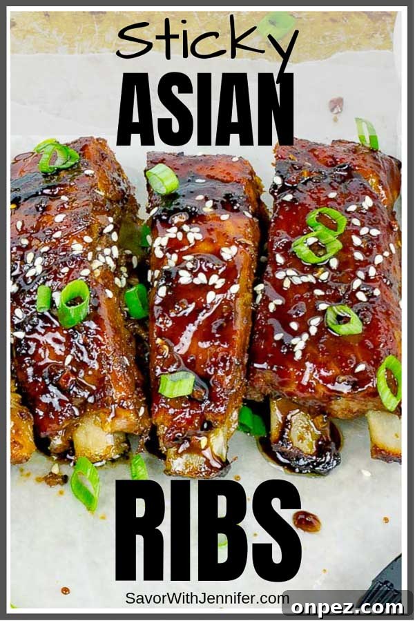 Sticky Asian Baked Pork Ribs Recipe 8 Sticky Asian Pork Ribs recipe pin image
