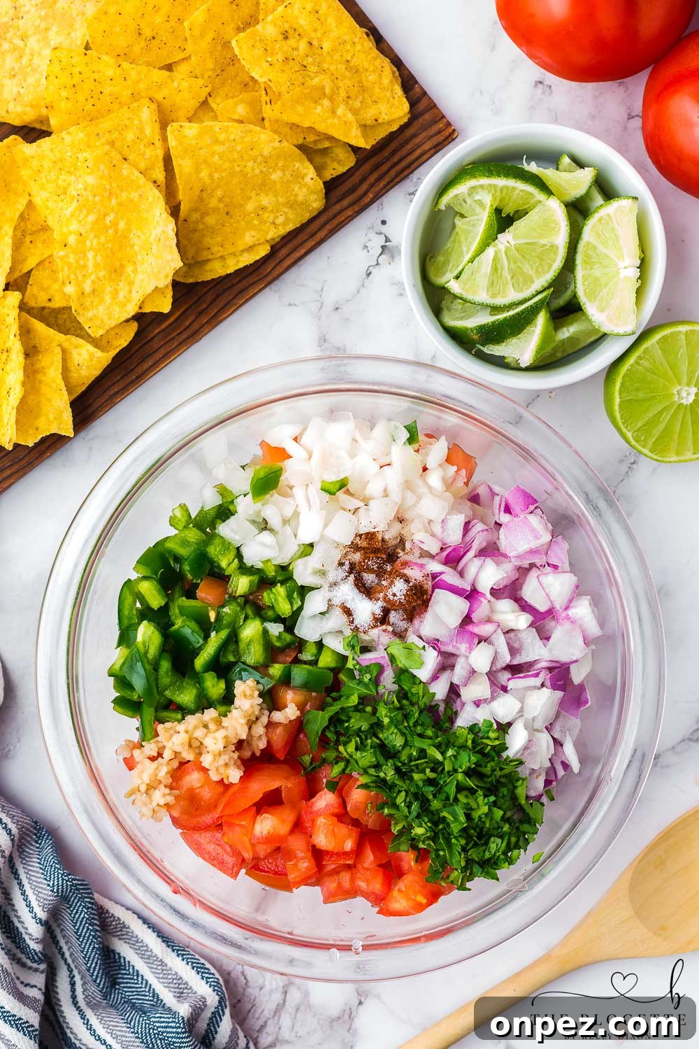 Fresh Pico de Gallo Recipe: Classic Mexican Chunky Salsa 6 Ingredients in a mixing bowl
