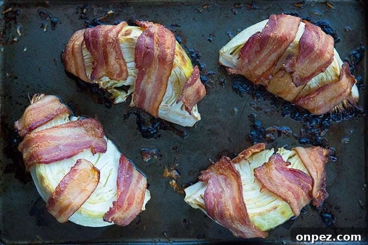 Bacon Wrapped Roasted Cabbage Wedges