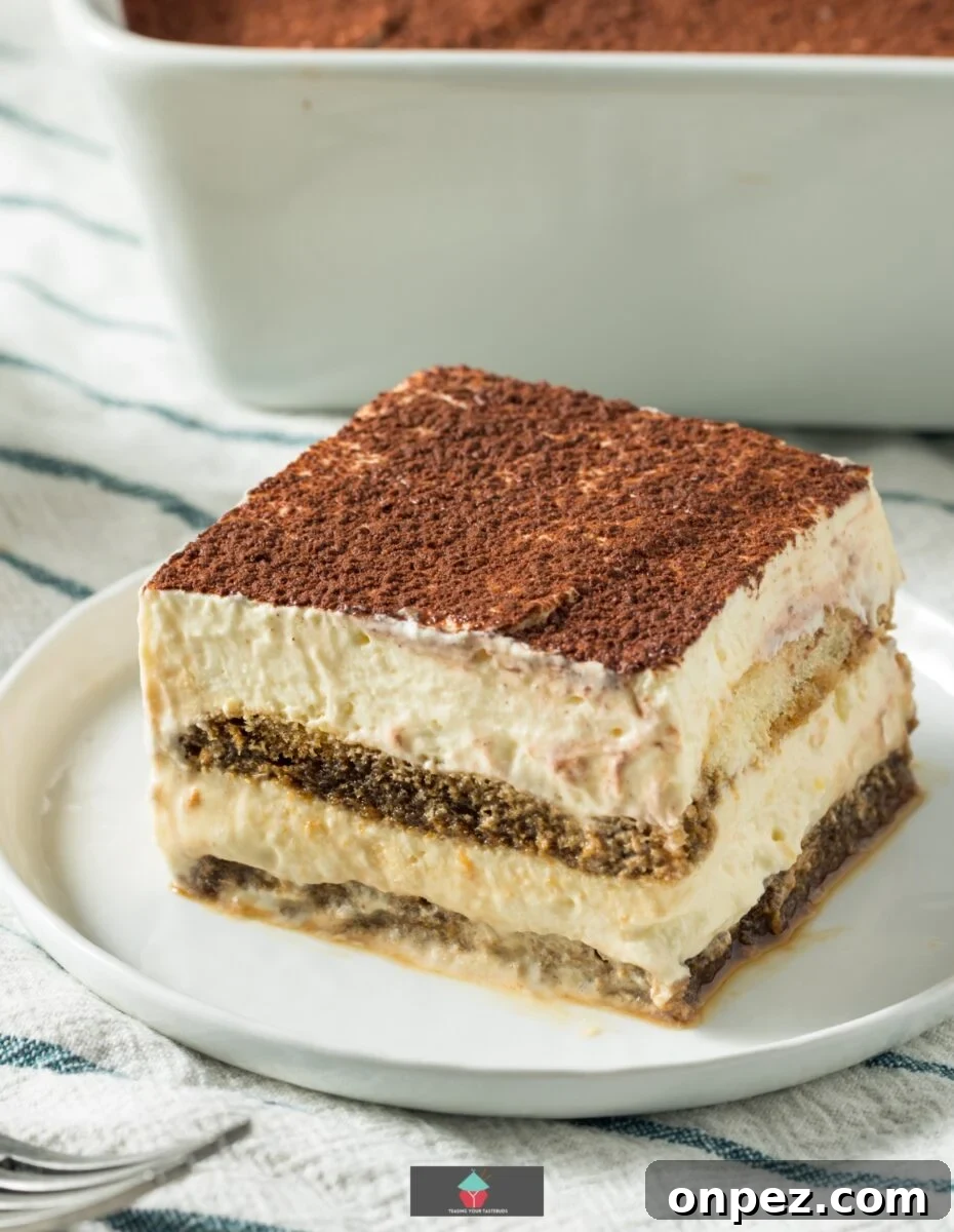 Creamy Eggless Tiramisu Recipe 4 Close up of egg free tiramisu layers