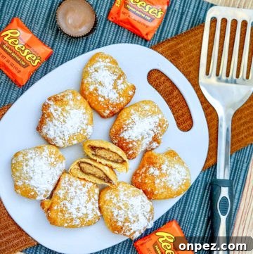 Air fryer reeses on a plate.