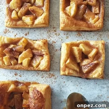 Apple pie puff pastry made on a sheet pan.