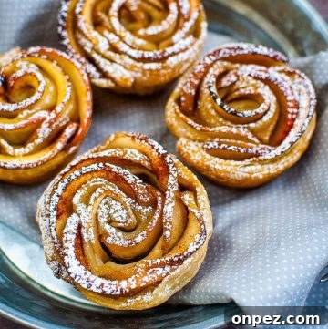 air fryer apple roses on a plate