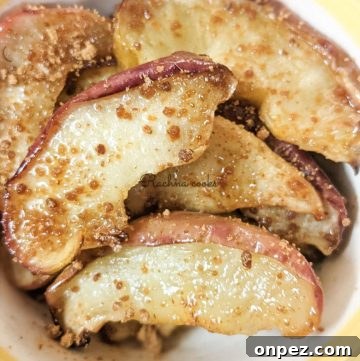 air fryer apples on a bowl