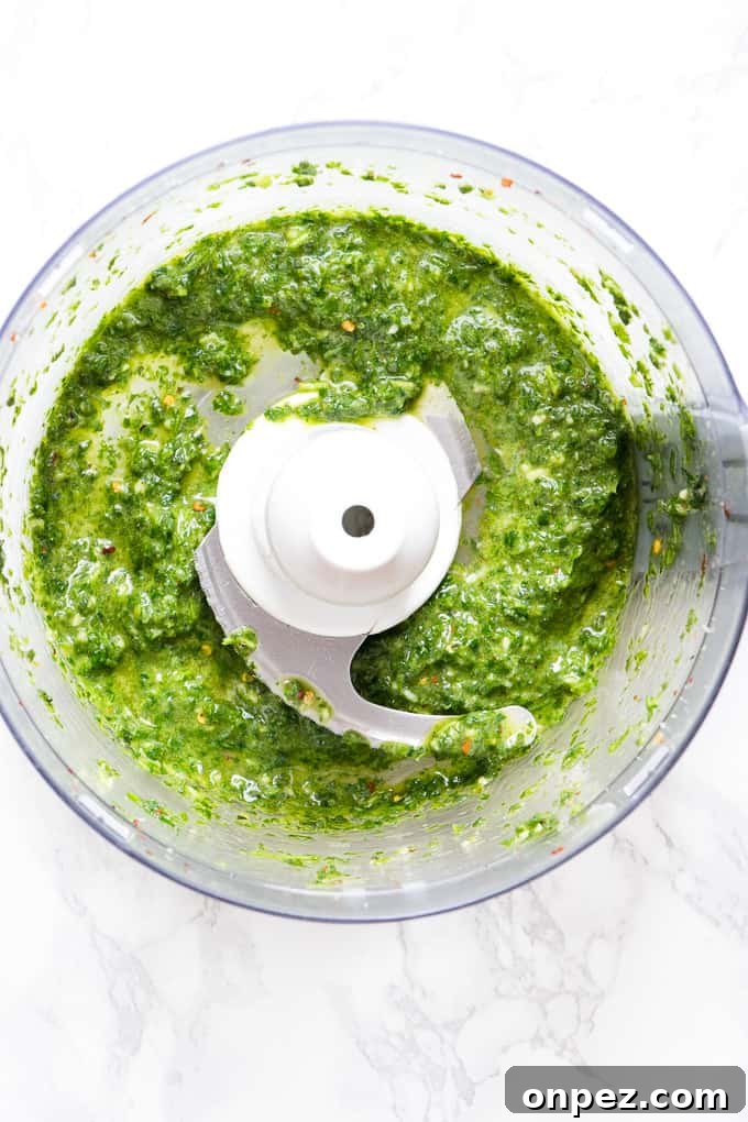 Chimichurri Sauce in a white bowl.
