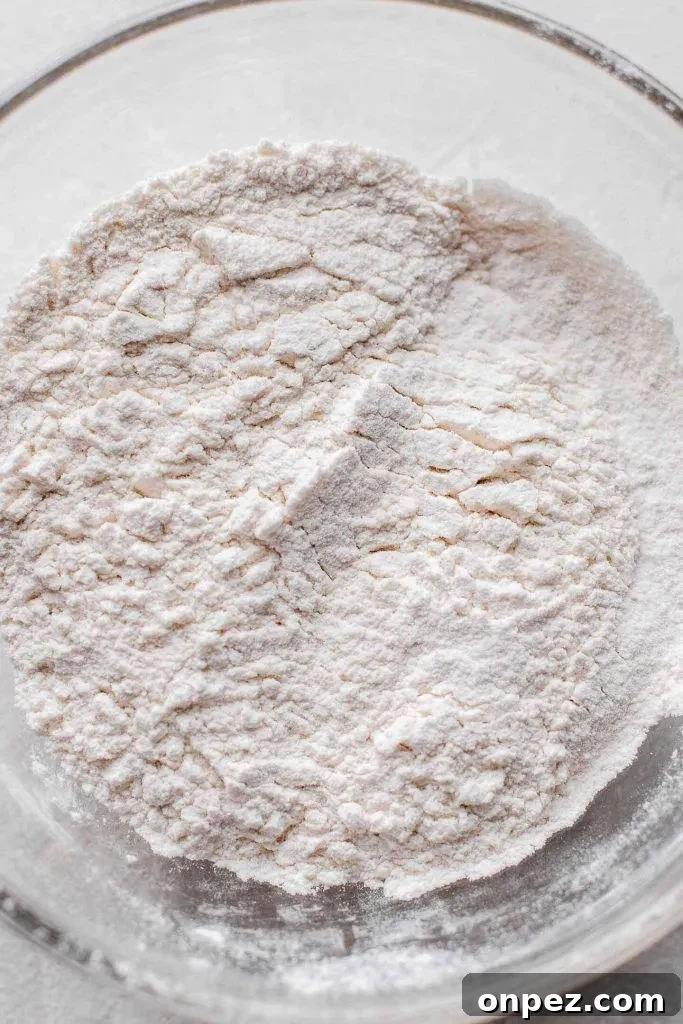 sifted cake and pastry flour in bowl