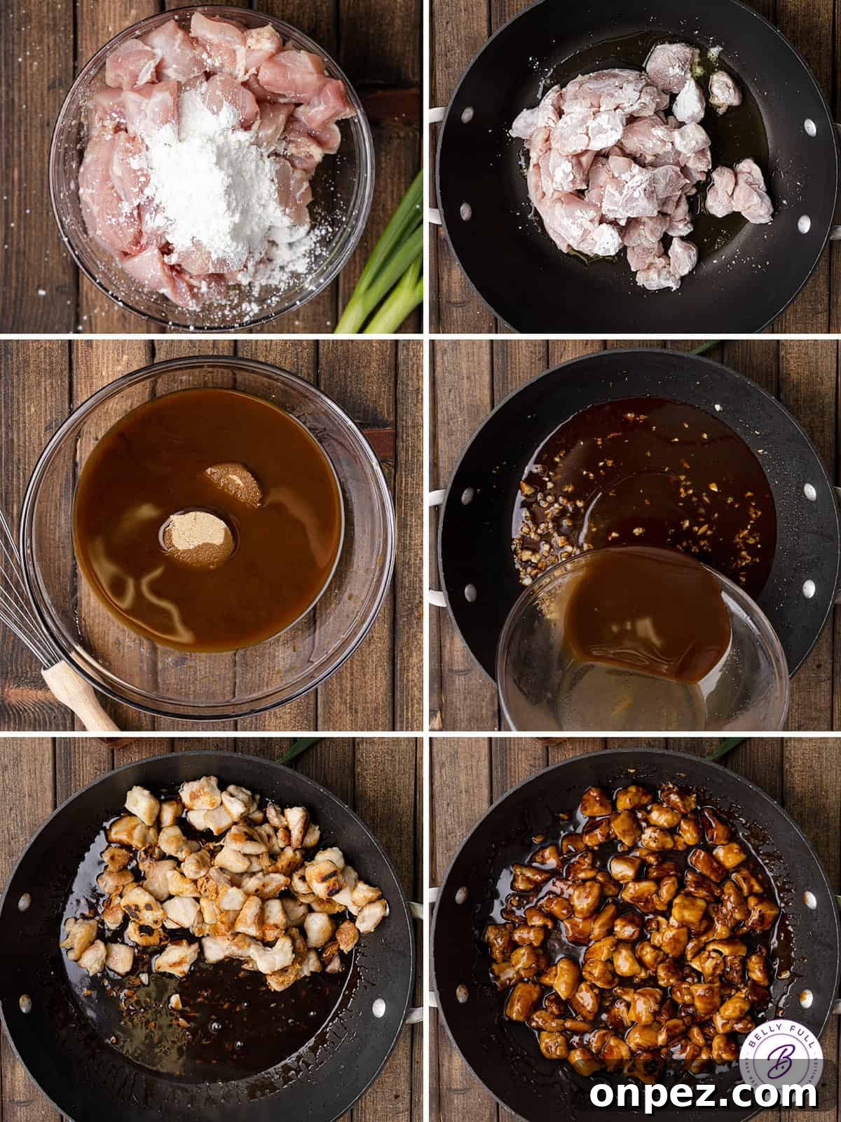 Featuring tender, juicy pieces of chicken in a sticky-sweet sauce, this Easy Bourbon Chicken tastes better than takeout! Process shots of how to make homemade bourbon chicken