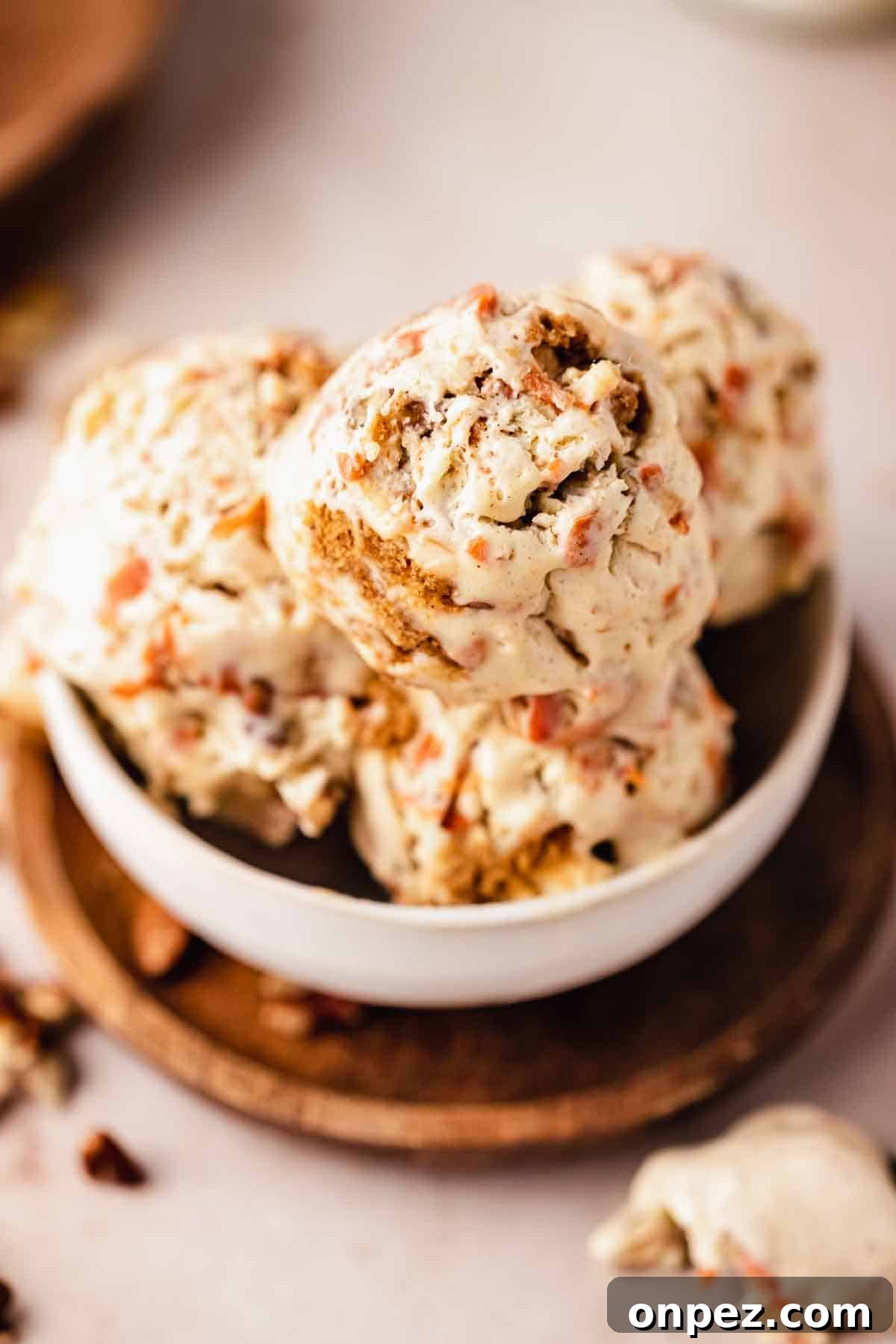 Creamy Carrot Cake Ice Cream Recipe 11 carrot cake ice cream in a bowl