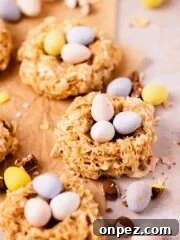 birds nest cookies on parchment paper